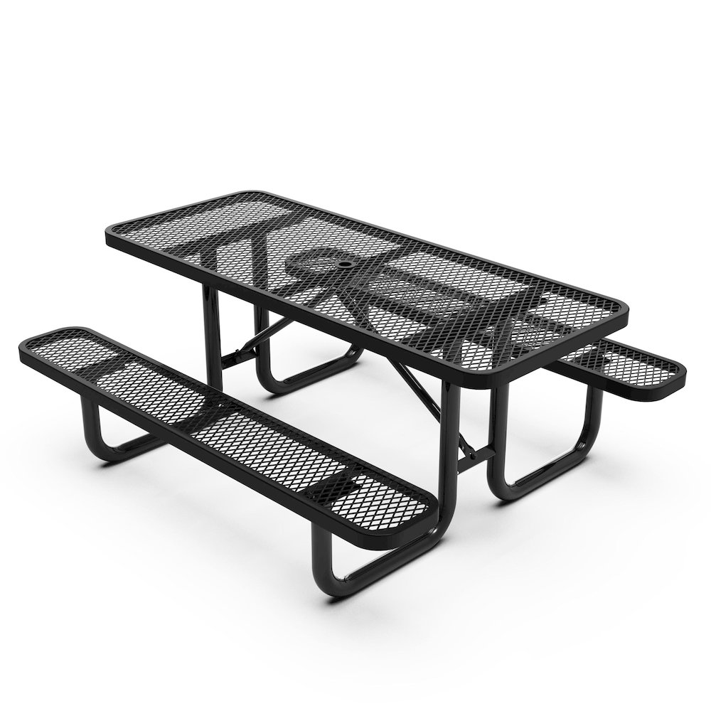 Mantilla 6' Rectangular Outdoor Picnic Table, Black. Picture 1