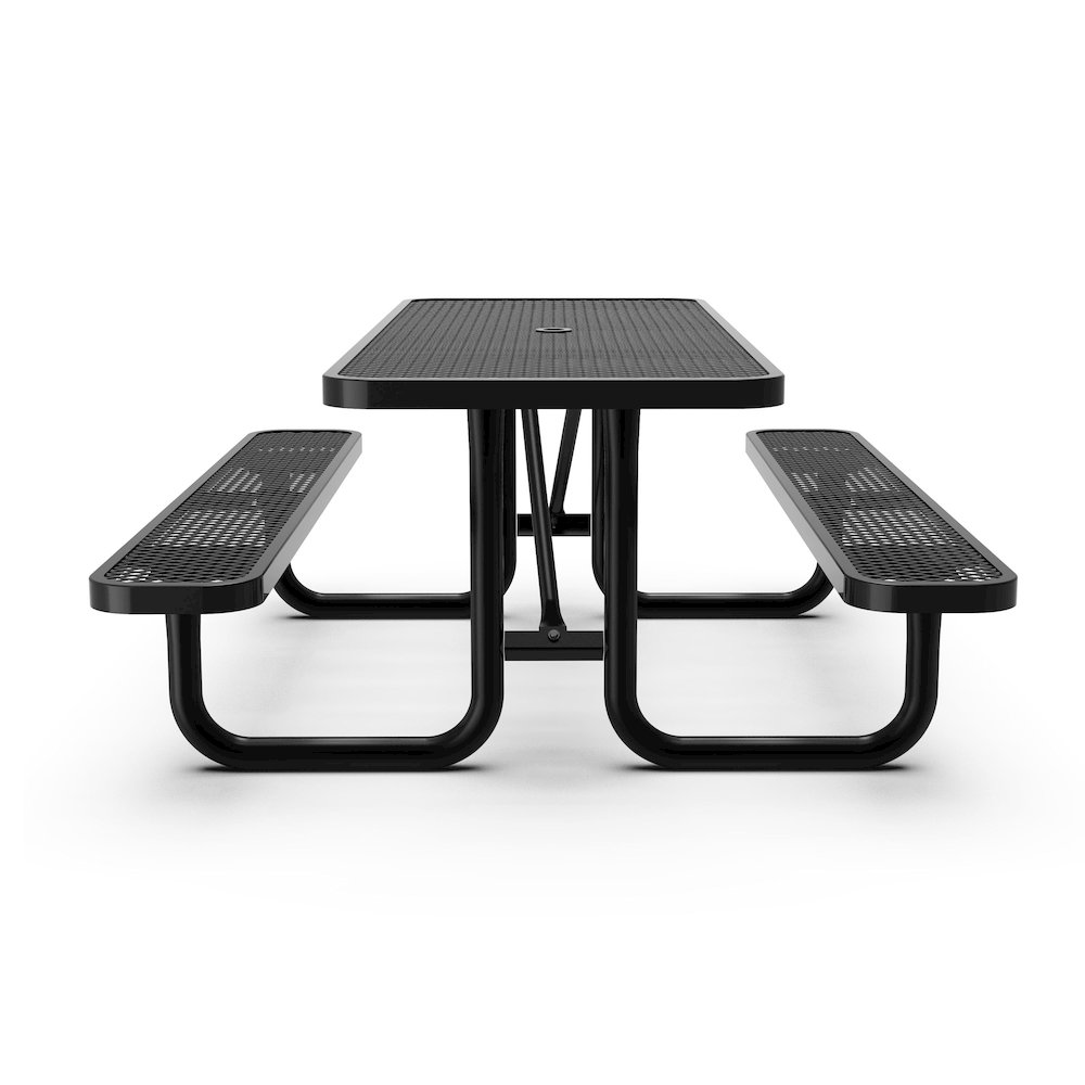Mantilla 6' Rectangular Outdoor Picnic Table, Black. Picture 7