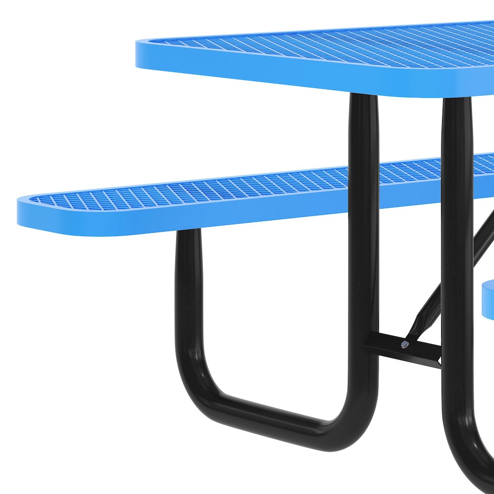 Mantilla 6' Rectangular Outdoor Picnic Table, Blue. Picture 5