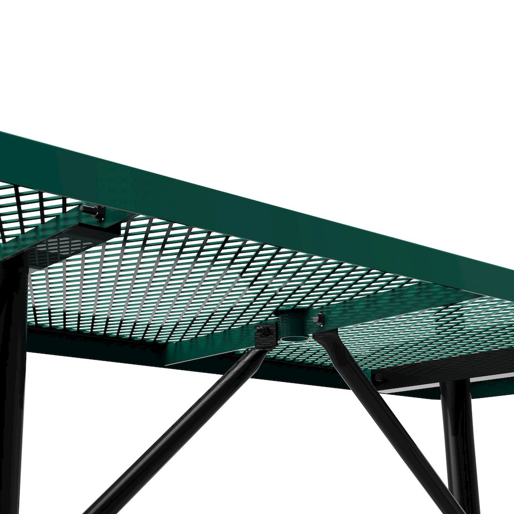 6' Rectangular Outdoor Picnic Table with Green Expanded Metal Mesh Top and Seats. Picture 6