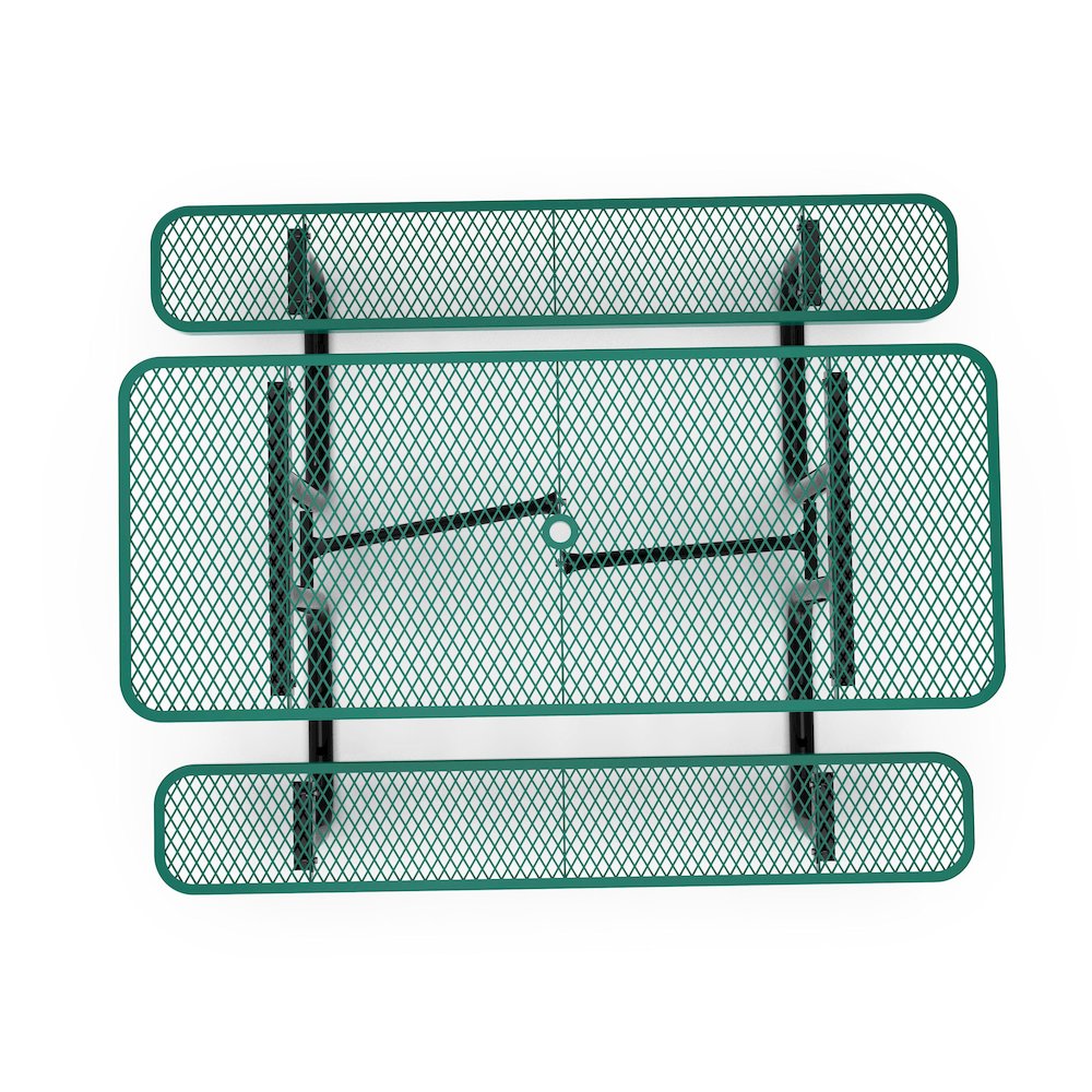 6' Rectangular Outdoor Picnic Table with Green Expanded Metal Mesh Top and Seats. Picture 9