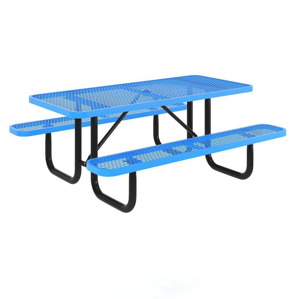 Mantilla 6' Rectangular Outdoor Picnic Table, Blue. Picture 1