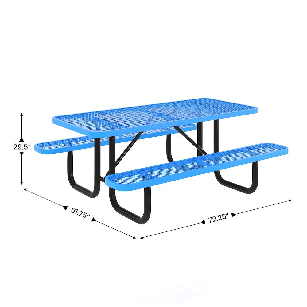 Mantilla 6' Rectangular Outdoor Picnic Table, Blue. Picture 4