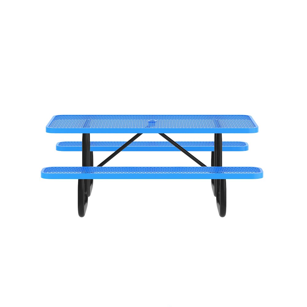 Mantilla 6' Rectangular Outdoor Picnic Table, Blue. Picture 8