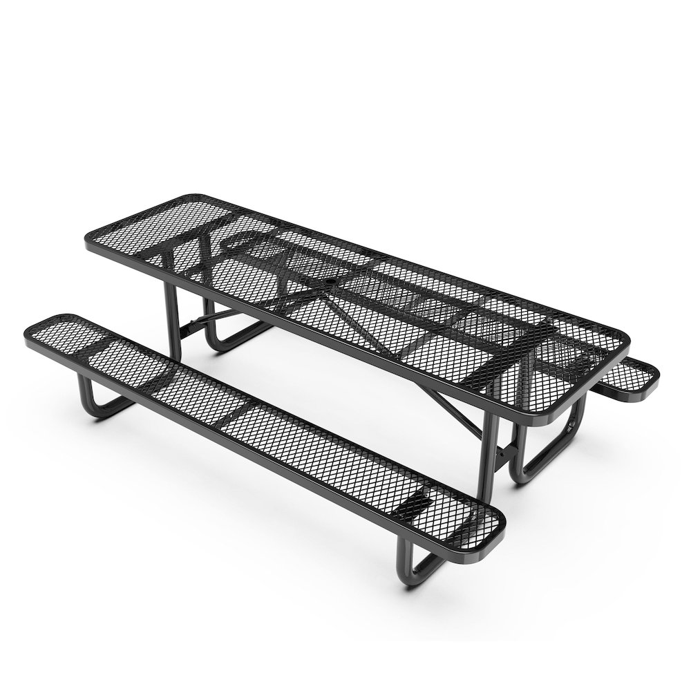 Mantilla 8' Rectangular Outdoor Picnic Table, Black. Picture 1