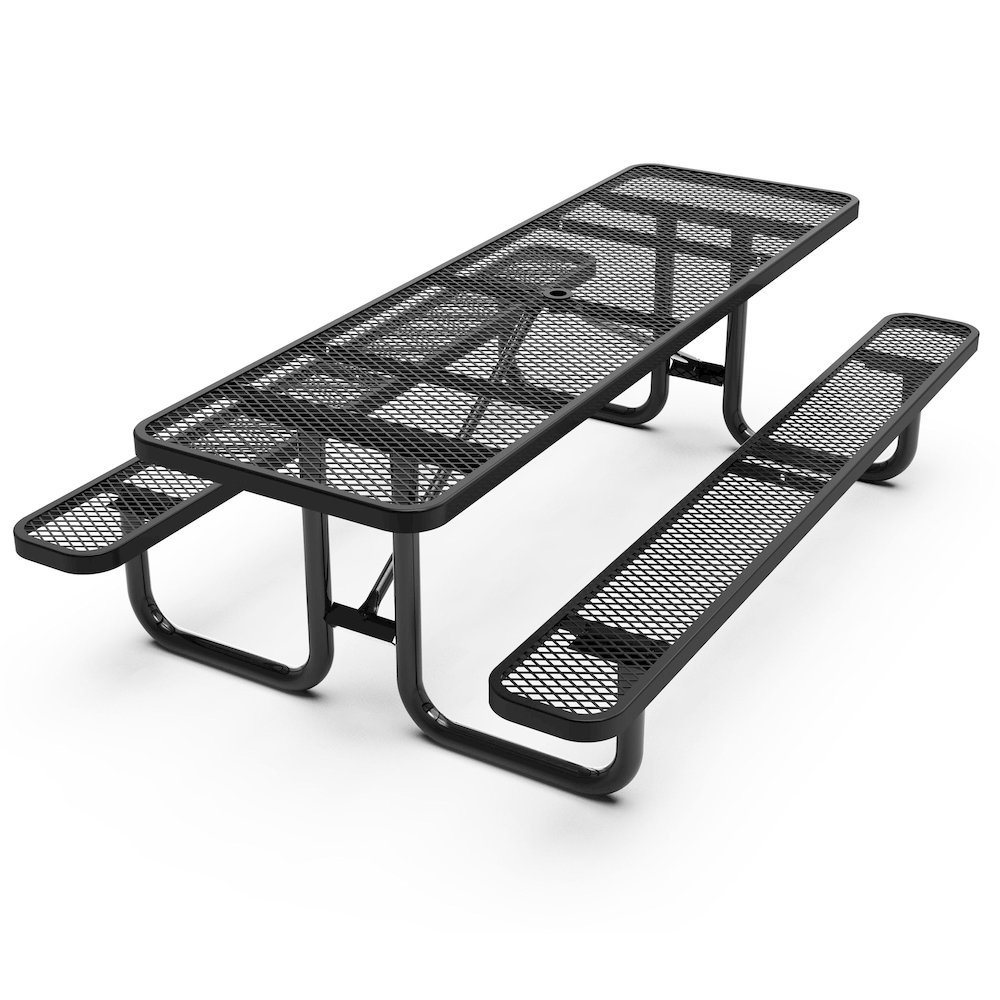 Mantilla 8' Rectangular Outdoor Picnic Table, Black. Picture 11