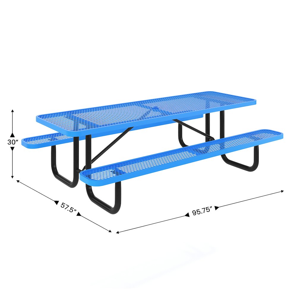 Mantilla 8' Rectangular Outdoor Picnic Table, Blue. Picture 4