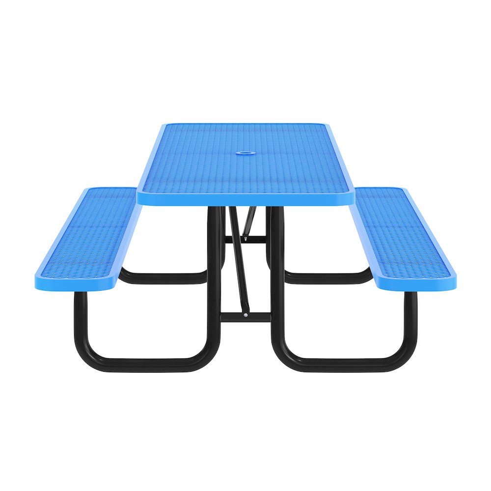 Mantilla 8' Rectangular Outdoor Picnic Table, Blue. Picture 6