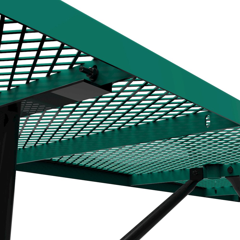 8' Rectangular Outdoor Picnic Table with Green Expanded Metal Mesh Top and Seats. Picture 6