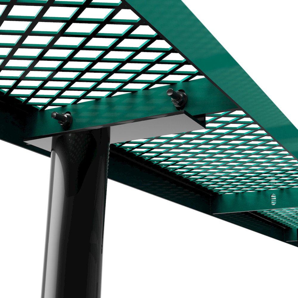 8' Rectangular Outdoor Picnic Table with Green Expanded Metal Mesh Top and Seats. Picture 10
