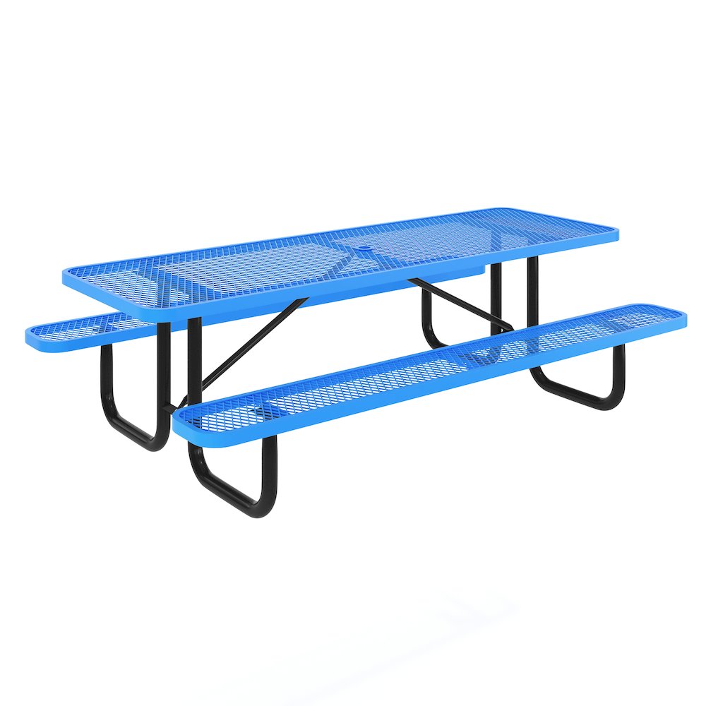 Mantilla 8' Rectangular Outdoor Picnic Table, Blue. Picture 1