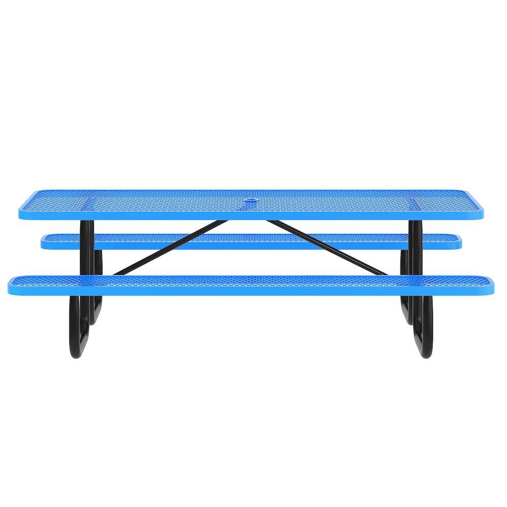 Mantilla 8' Rectangular Outdoor Picnic Table, Blue. Picture 8