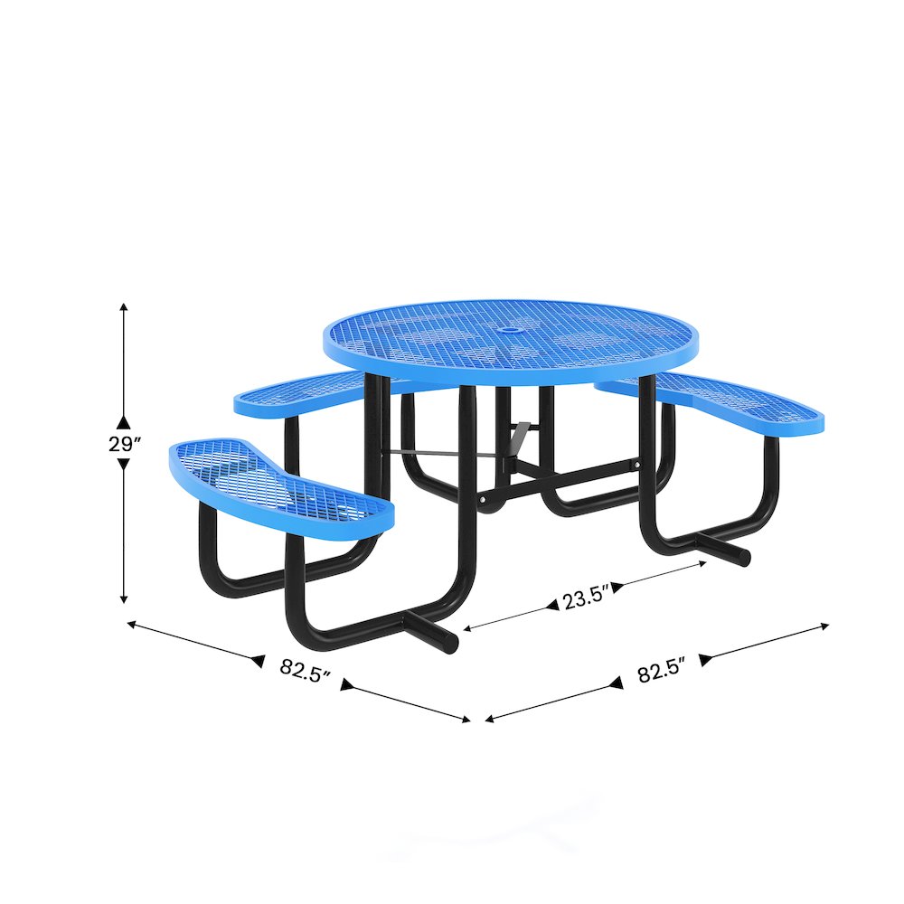 Creekside 46" Round Wheelchair Accessible Commercial Outdoor Picnic Table, Blue. Picture 4