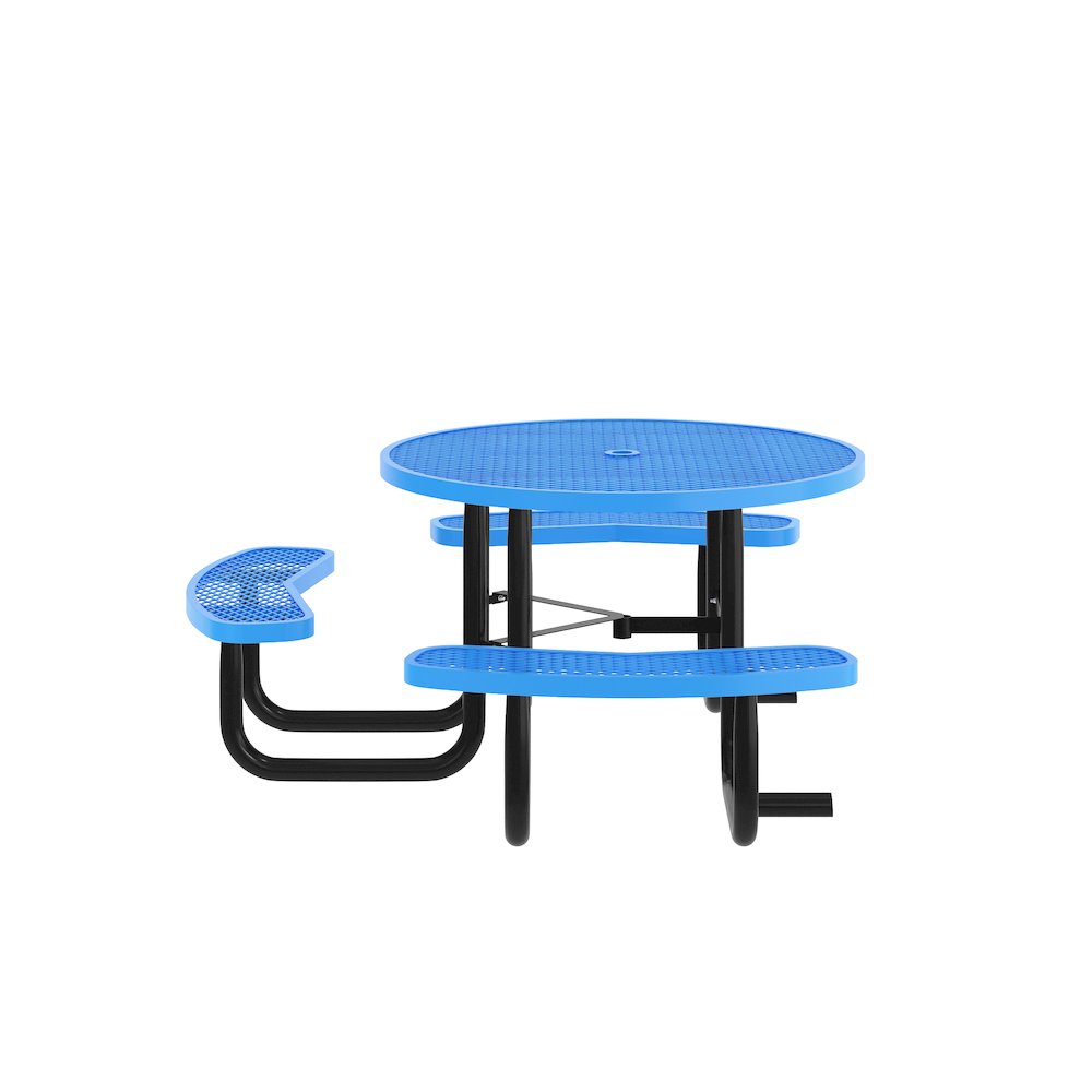 Creekside 46" Round Wheelchair Accessible Commercial Outdoor Picnic Table, Blue. Picture 6