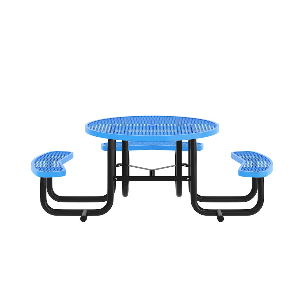 Creekside 46" Round Wheelchair Accessible Outdoor Picnic Table, Blue. Picture 8