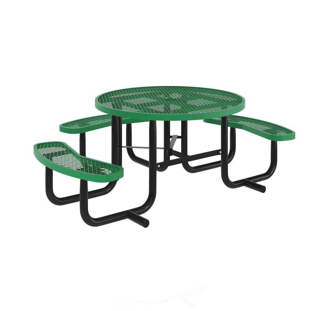Creekside 46" Round Wheelchair Accessible Outdoor Picnic Table, Green. Picture 1