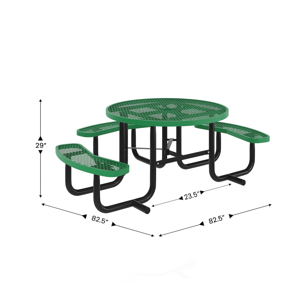 Creekside 46" Round Wheelchair Accessible Outdoor Picnic Table, Green. Picture 4