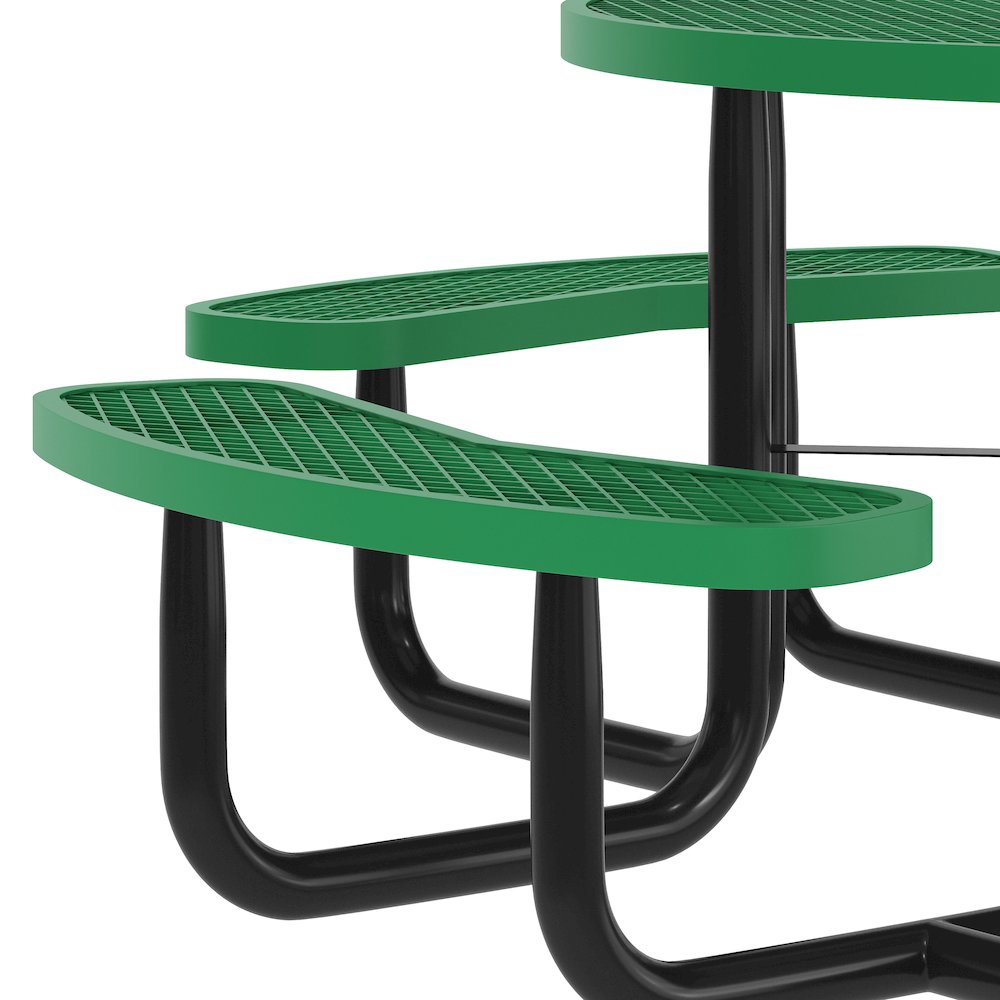Creekside 46" Round Wheelchair Accessible Outdoor Picnic Table, Green. Picture 6
