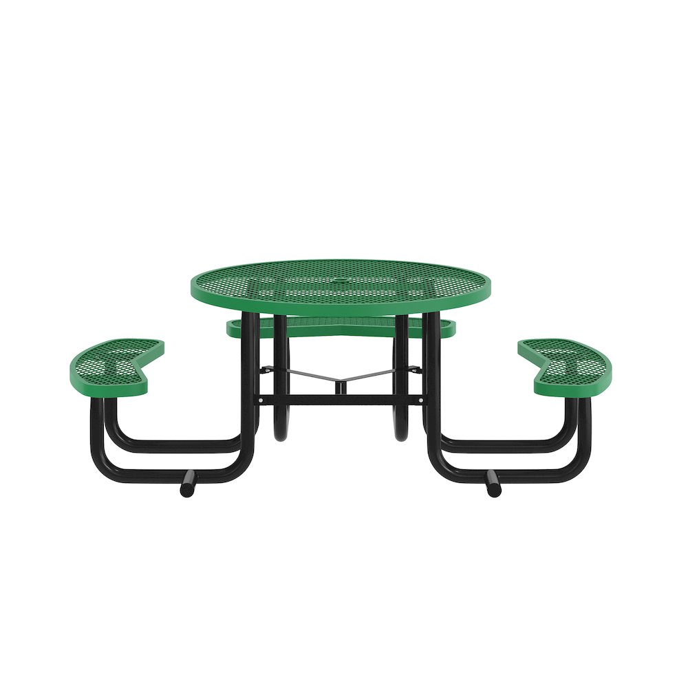 Creekside 46" Round Wheelchair Accessible Outdoor Picnic Table, Green. Picture 8