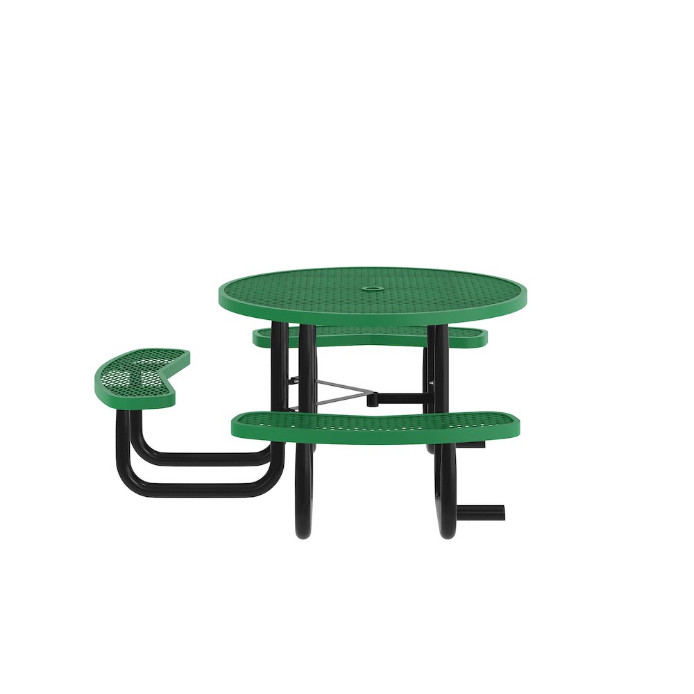 Creekside 46" Round Wheelchair Accessible Outdoor Picnic Table, Green. Picture 7