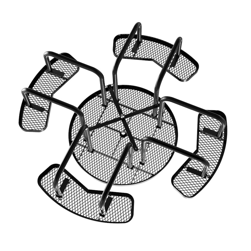46" Round Outdoor Picnic Table, Commercial Heavy Gauge Expanded Metal Mesh Seats. Picture 9