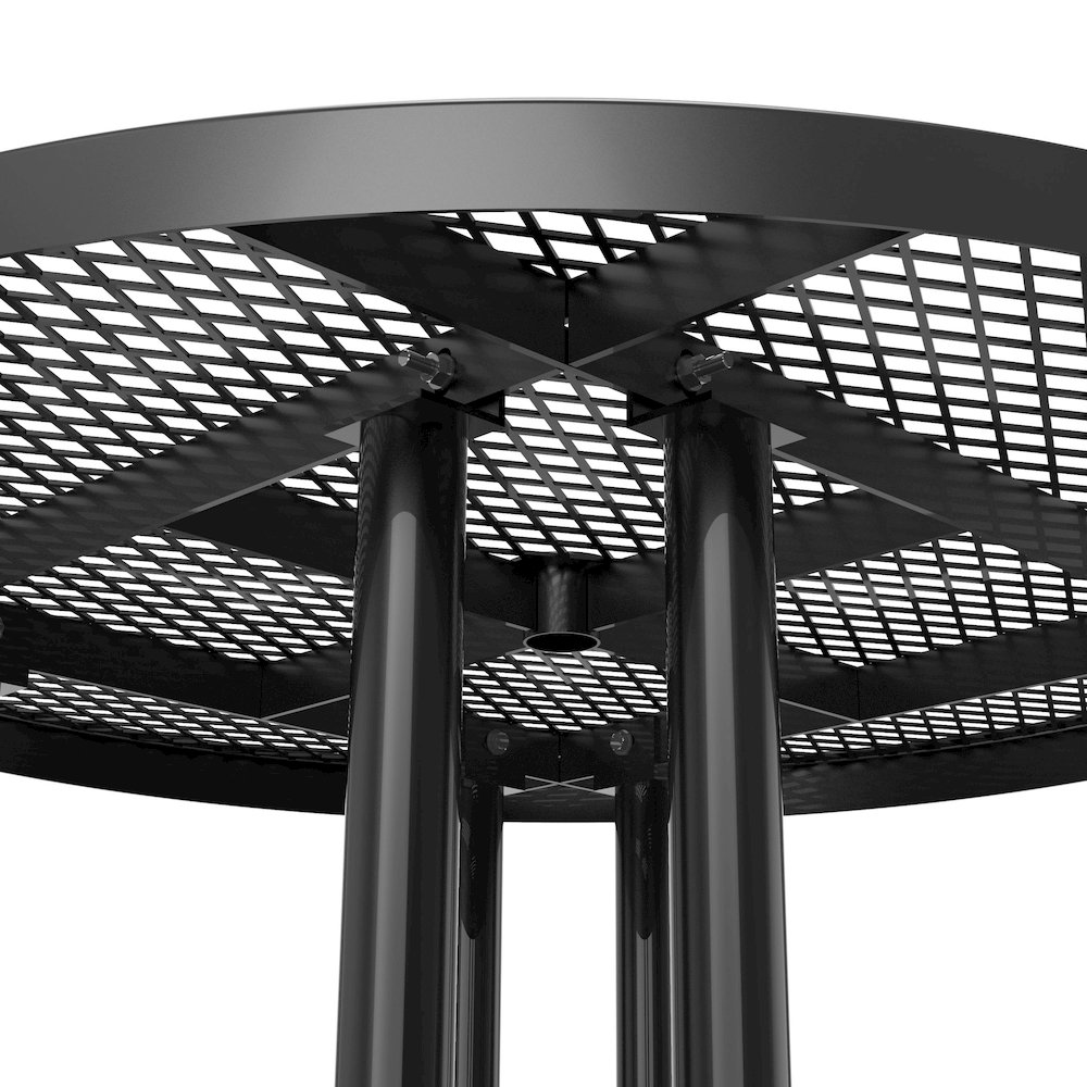 46" Round Outdoor Picnic Table, Commercial Heavy Gauge Expanded Metal Mesh Seats. Picture 10