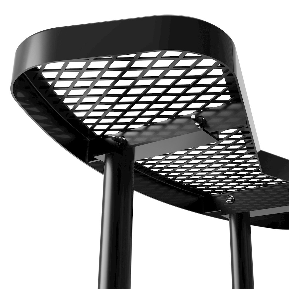 46" Round Outdoor Picnic Table, Commercial Heavy Gauge Expanded Metal Mesh Seats. Picture 12