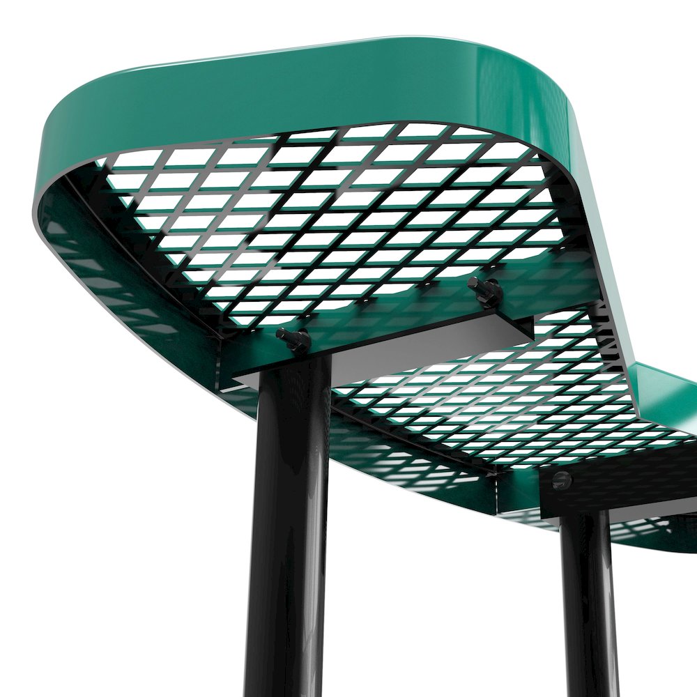 46" Round Outdoor Picnic Table with Green Expanded Metal Mesh Top and Seats. Picture 12