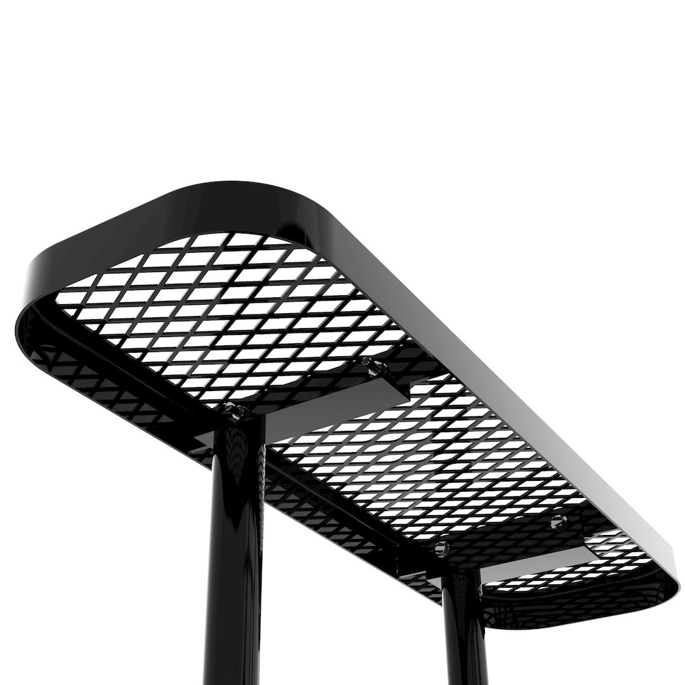 46" Square Outdoor Picnic Table with Expanded Metal Mesh Top and Seats, Black. Picture 10