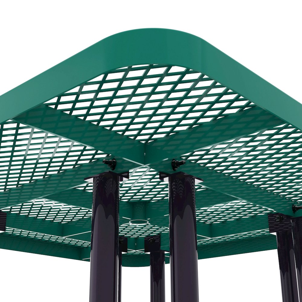 46" Square Outdoor Picnic Table with Green Expanded Metal Mesh Top and Seats. Picture 6