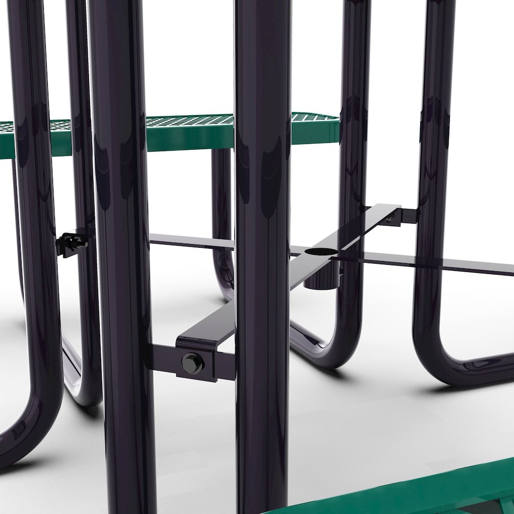 46" Square Outdoor Picnic Table with Green Expanded Metal Mesh Top and Seats. Picture 9