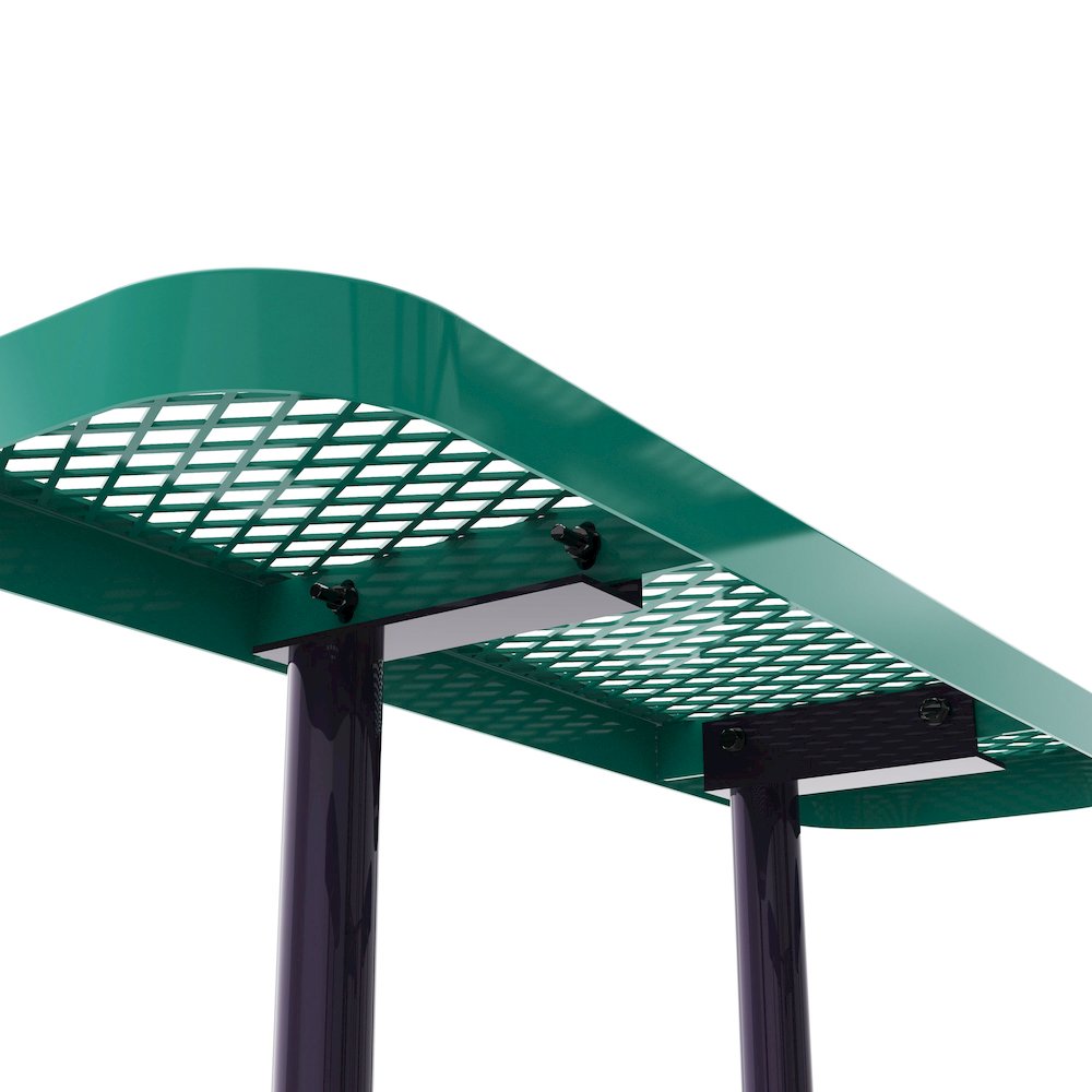 46" Square Outdoor Picnic Table with Green Expanded Metal Mesh Top and Seats. Picture 10