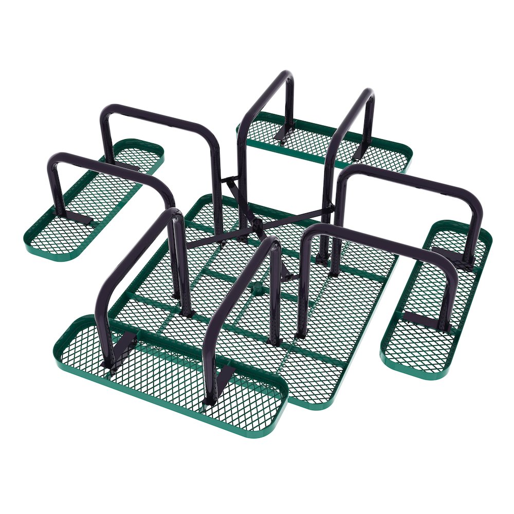 46" Square Outdoor Picnic Table with Green Expanded Metal Mesh Top and Seats. Picture 12