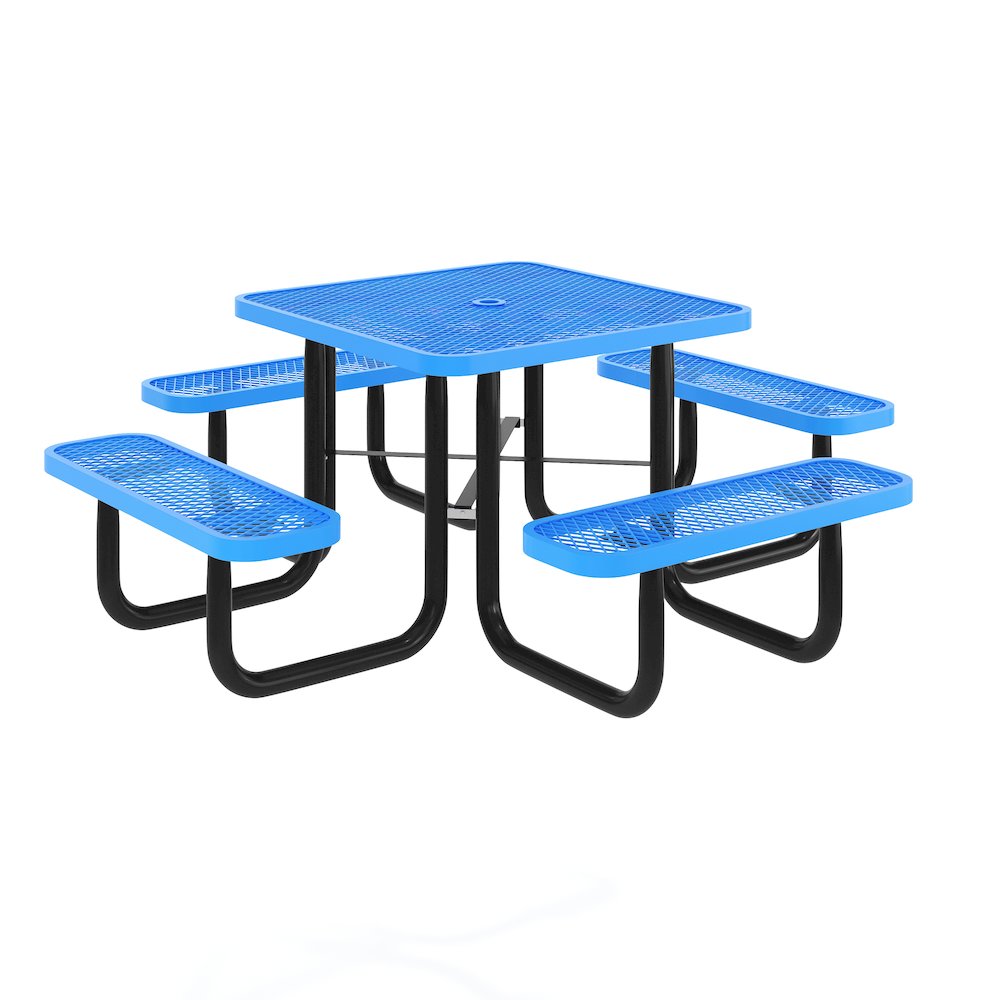 Creekside 46" Square Outdoor Picnic Table, Blue. Picture 1