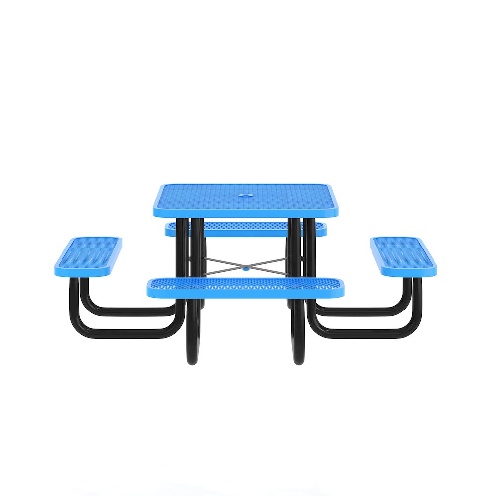 Creekside 46" Square Outdoor Picnic Table, Blue. Picture 7
