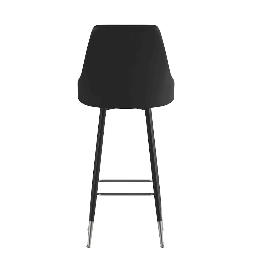 Set of 2 Bar Height Stools with Solid Black Metal Frames, Black. Picture 9