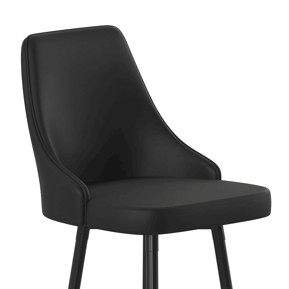 Set of 2 Bar Height Stools with Solid Black Metal Frames, Black. Picture 10