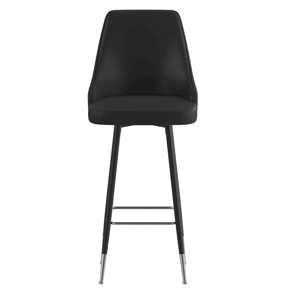 Set of 2 Bar Height Stools with Solid Black Metal Frames, Black. Picture 12