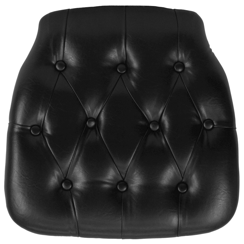 Hard Black Tufted Vinyl Chiavari Chair Cushion. Picture 1