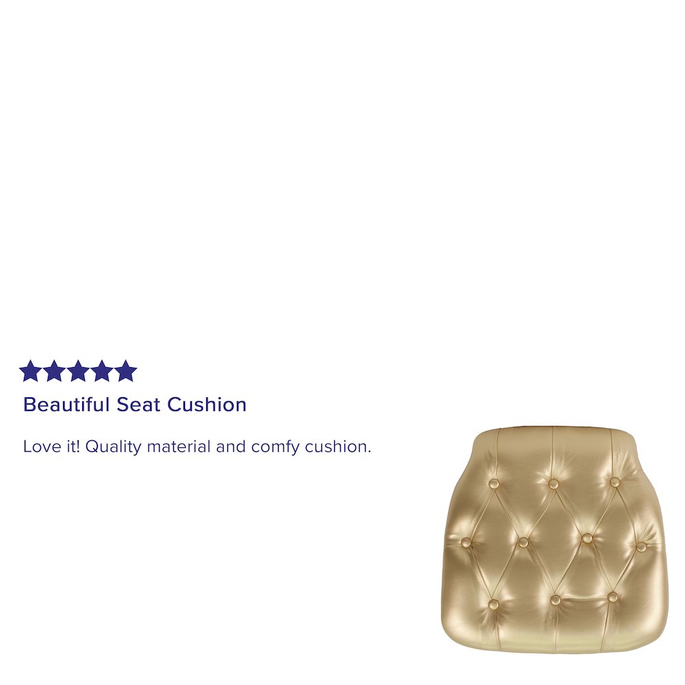Hard Gold Tufted Vinyl Chiavari Chair Cushion. Picture 2