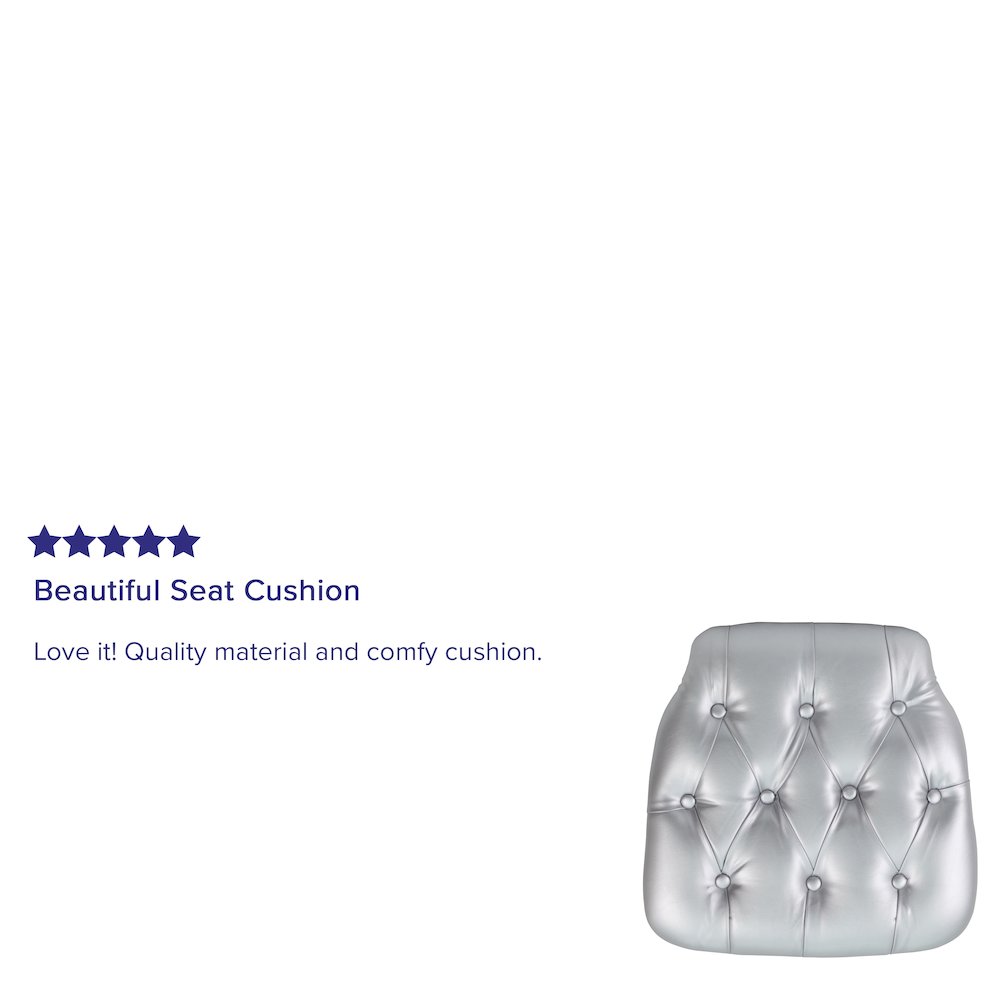 Hard Silver Tufted Vinyl Chiavari Chair Cushion. Picture 3