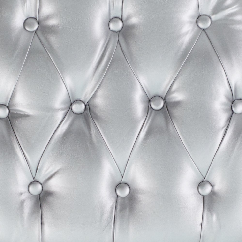 Hard Silver Tufted Vinyl Chiavari Chair Cushion. Picture 4