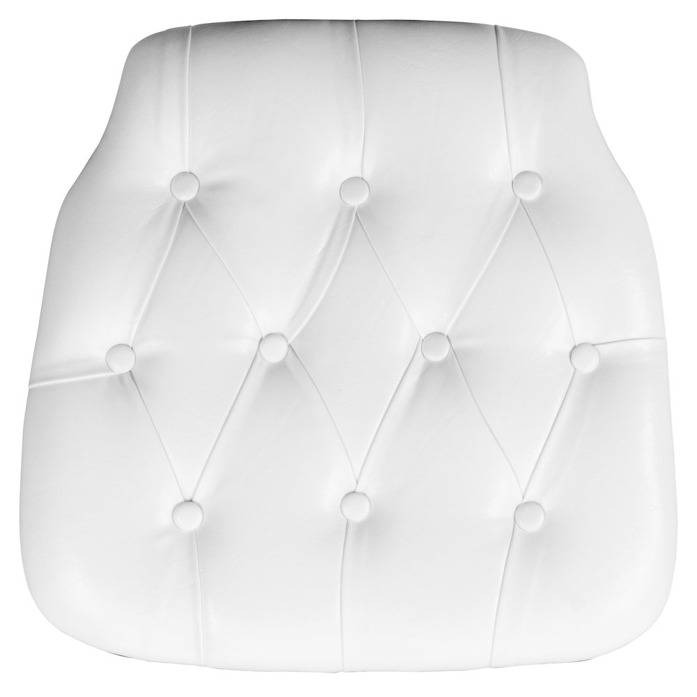 Hard White Tufted Vinyl Chiavari Chair Cushion. Picture 1