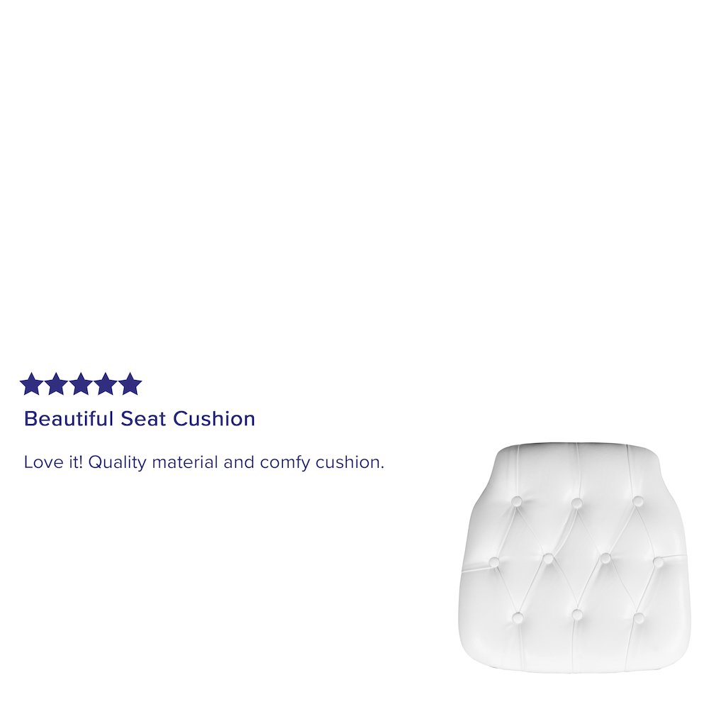 Hard White Tufted Vinyl Chiavari Chair Cushion. Picture 3