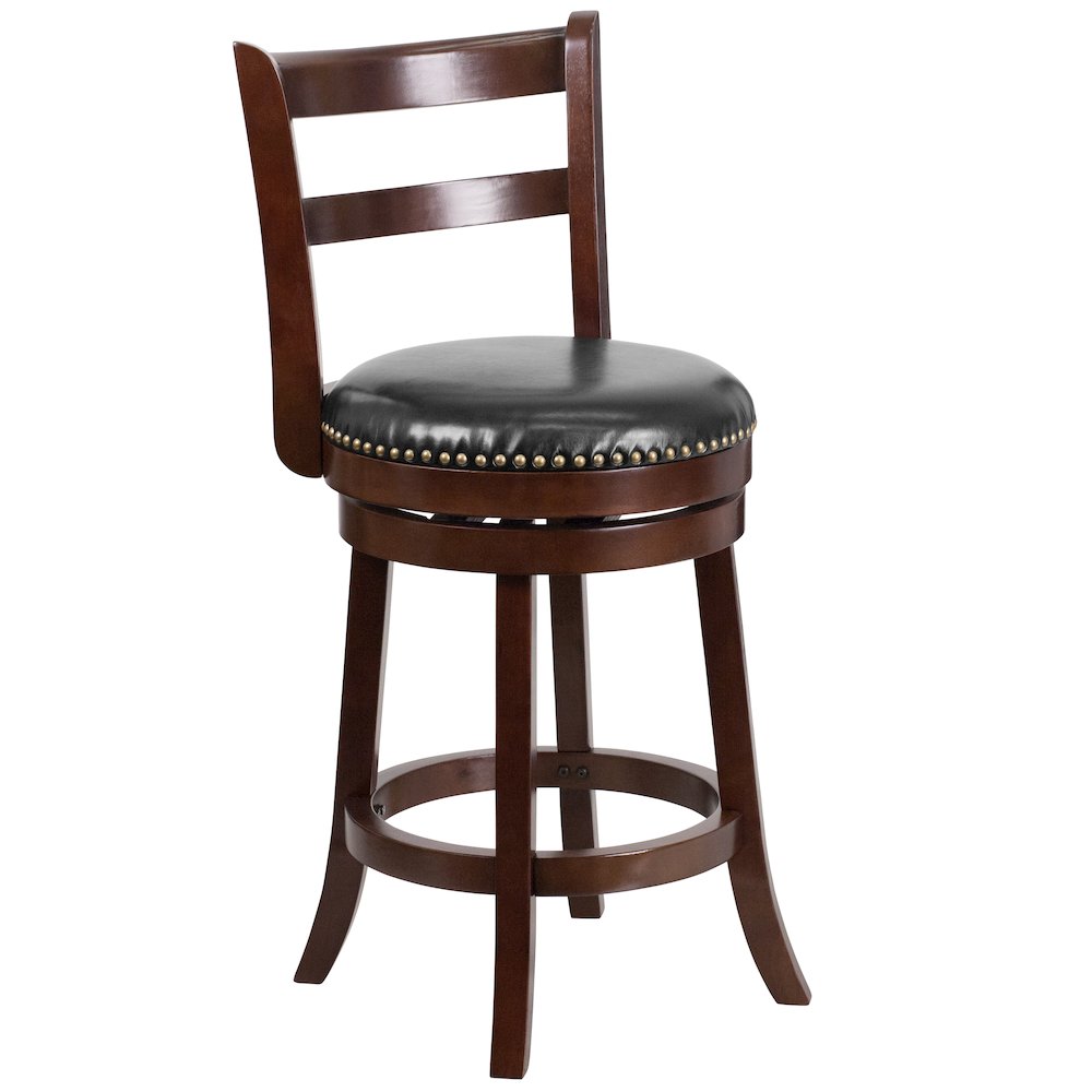 26'' High Cappuccino Wood Counter Height Stool with Single Slat. Picture 1
