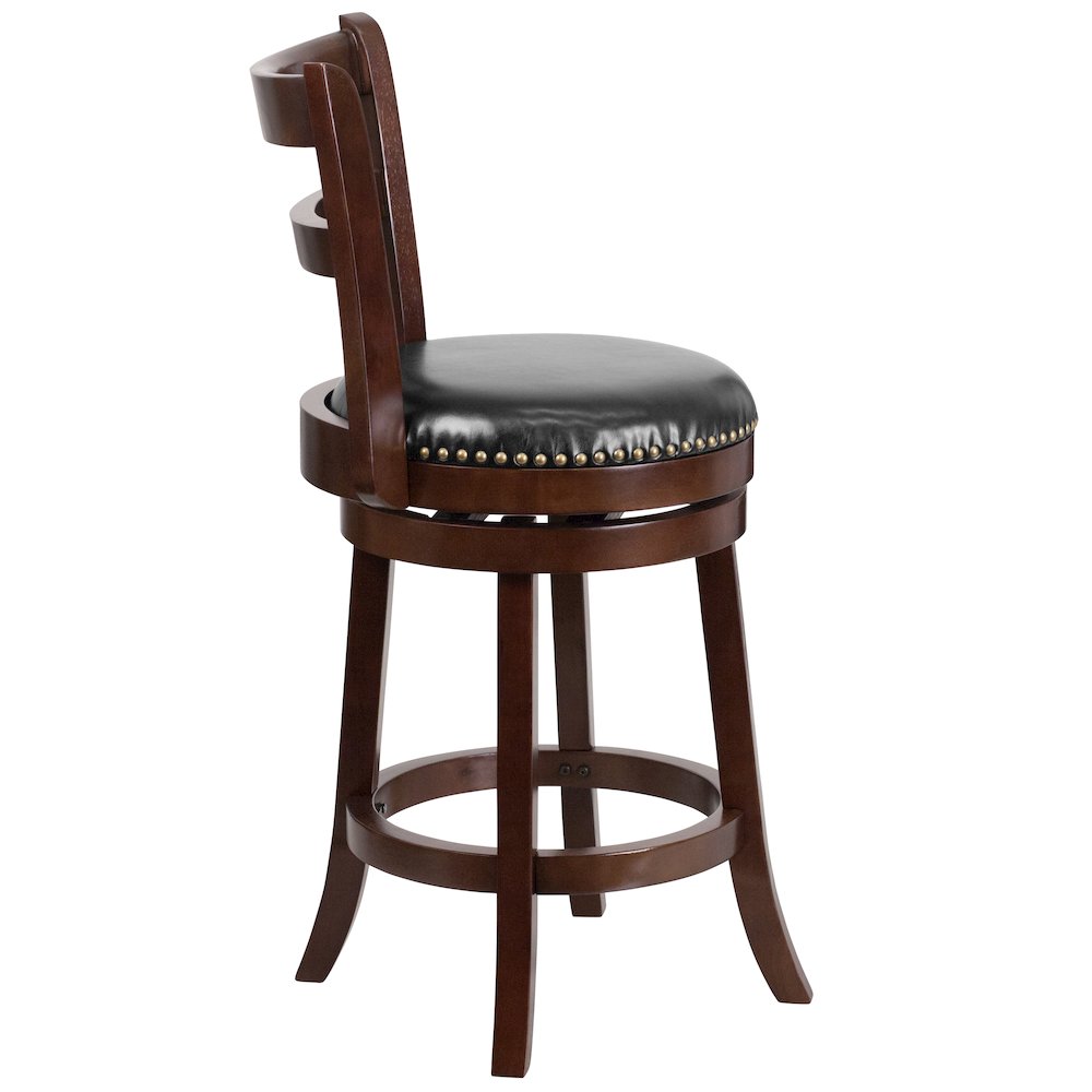 26'' High Cappuccino Wood Counter Height Stool with Single Slat. Picture 5