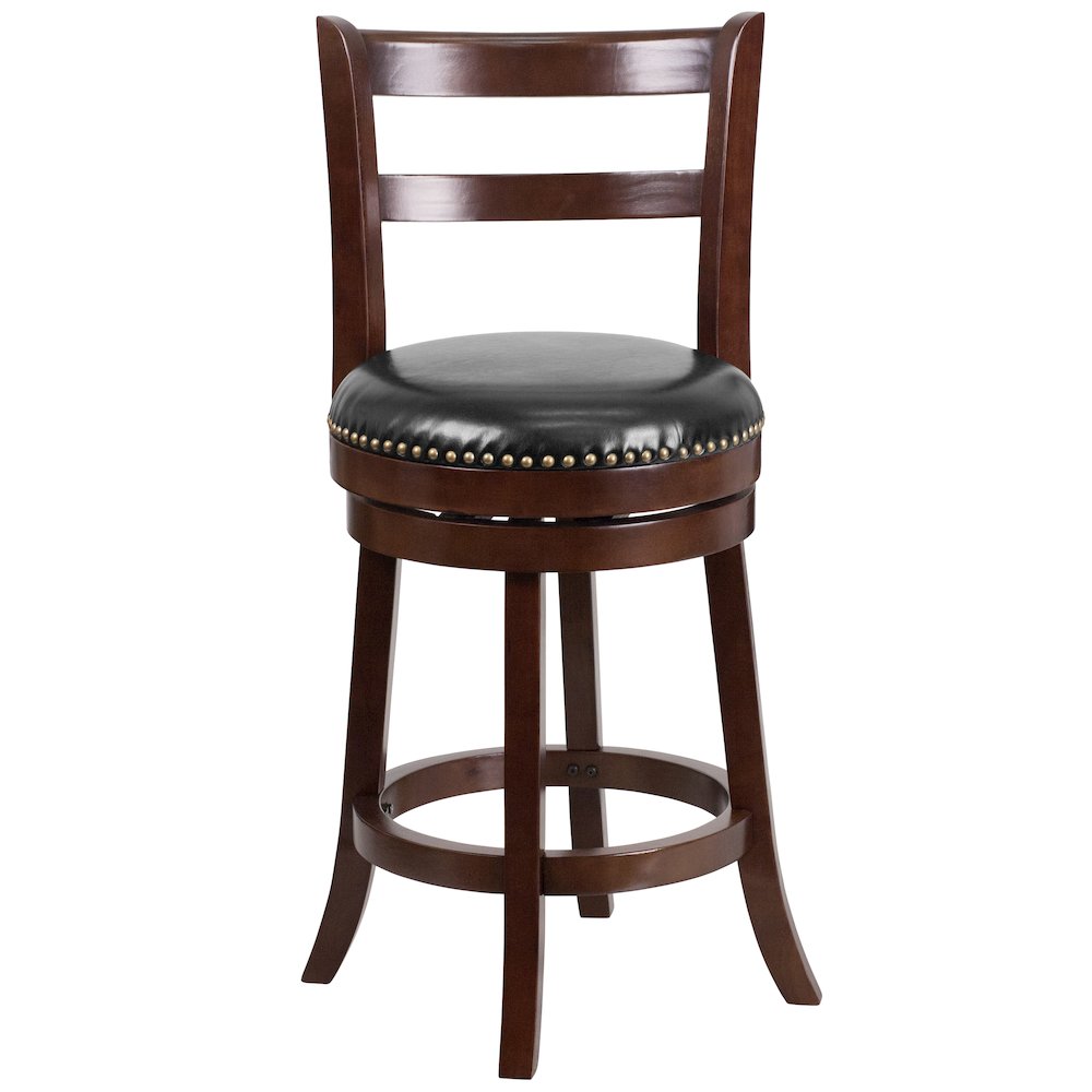 26'' High Cappuccino Wood Counter Height Stool with Single Slat. Picture 6