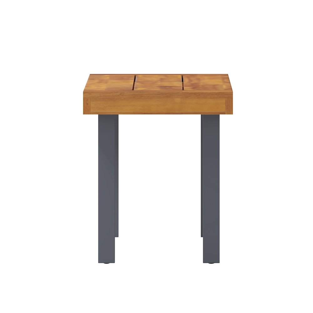 Solid Acacia Wood Bench for 2 with Slatted Top in a Natural Finish. Picture 9