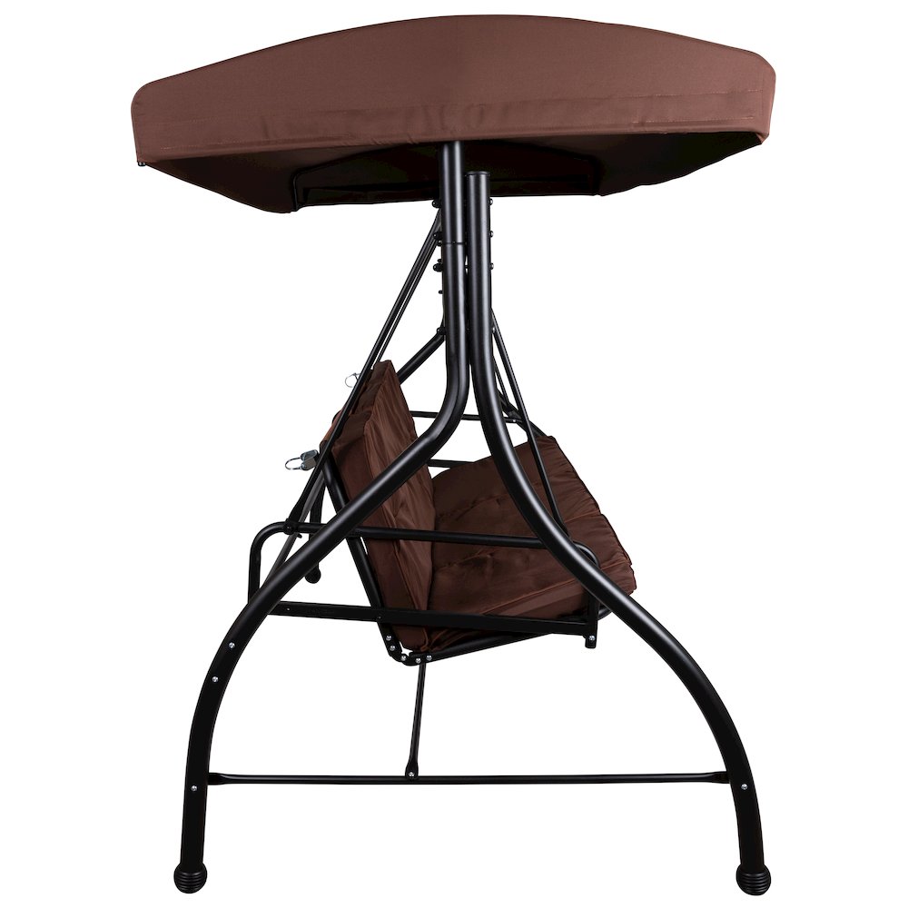 3-Seat Steel Converting Patio Swing Canopy Hammock with Cushions (Brown). Picture 10