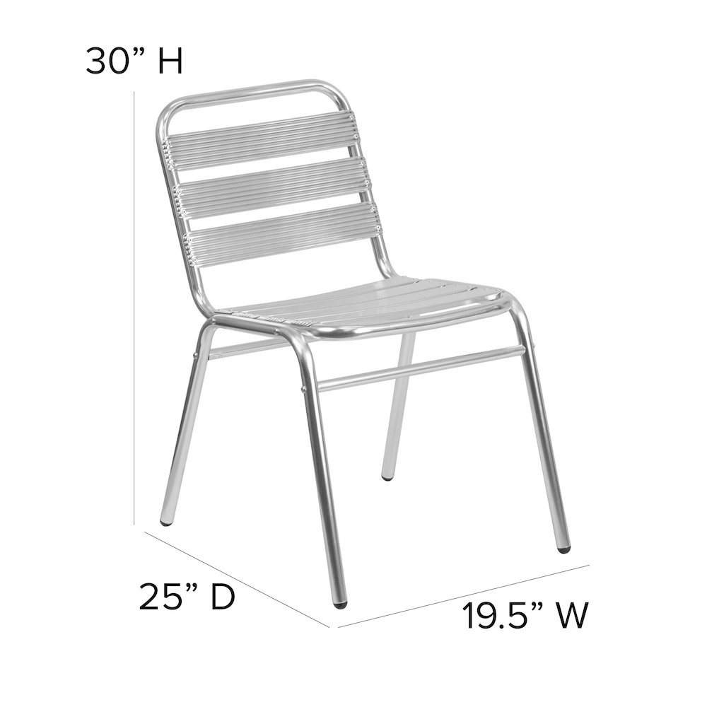 Aluminum Indoor-Outdoor Restaurant Stack Chair with Triple Slat Back. Picture 5